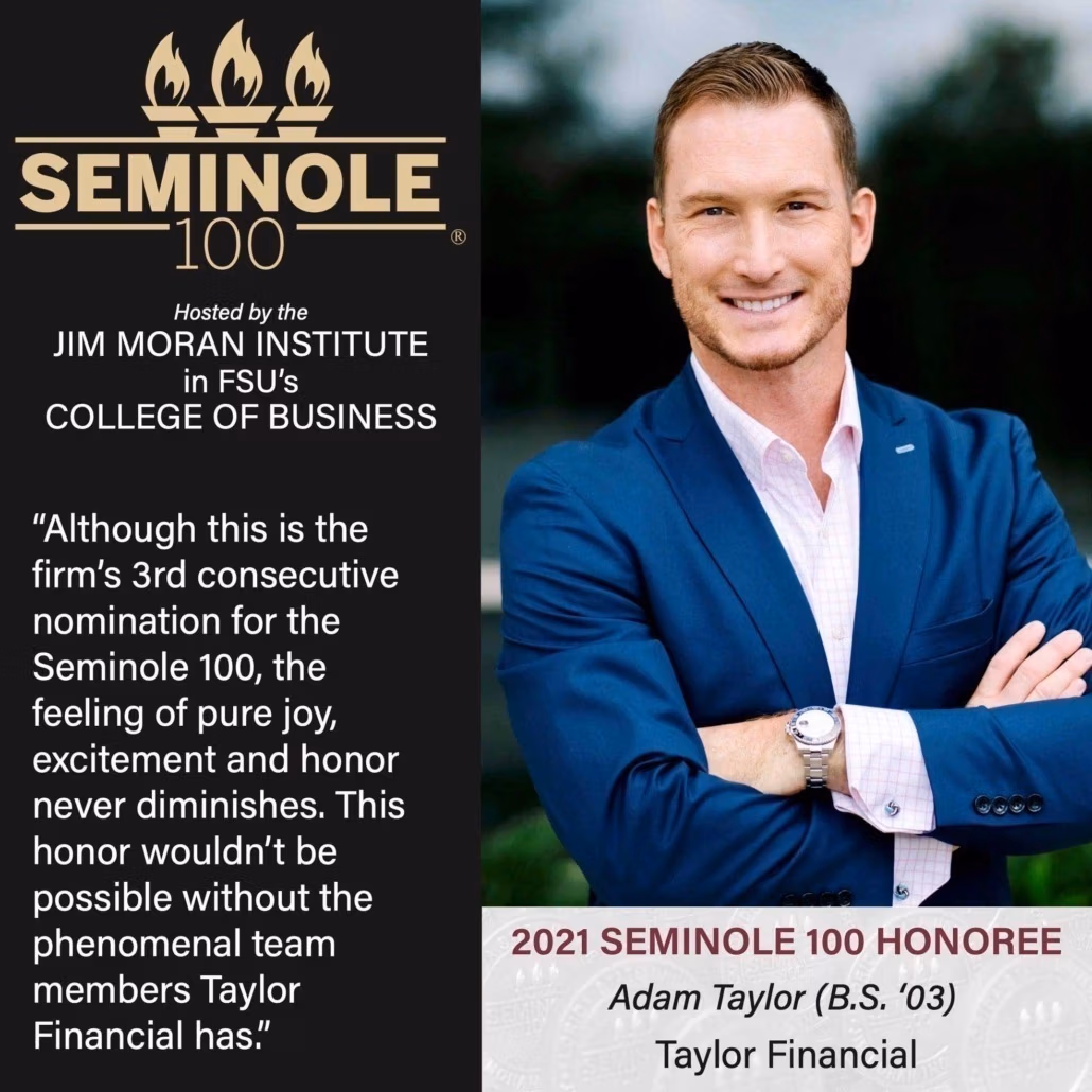 Adam at the 2021 Seminole 100 award ceremony